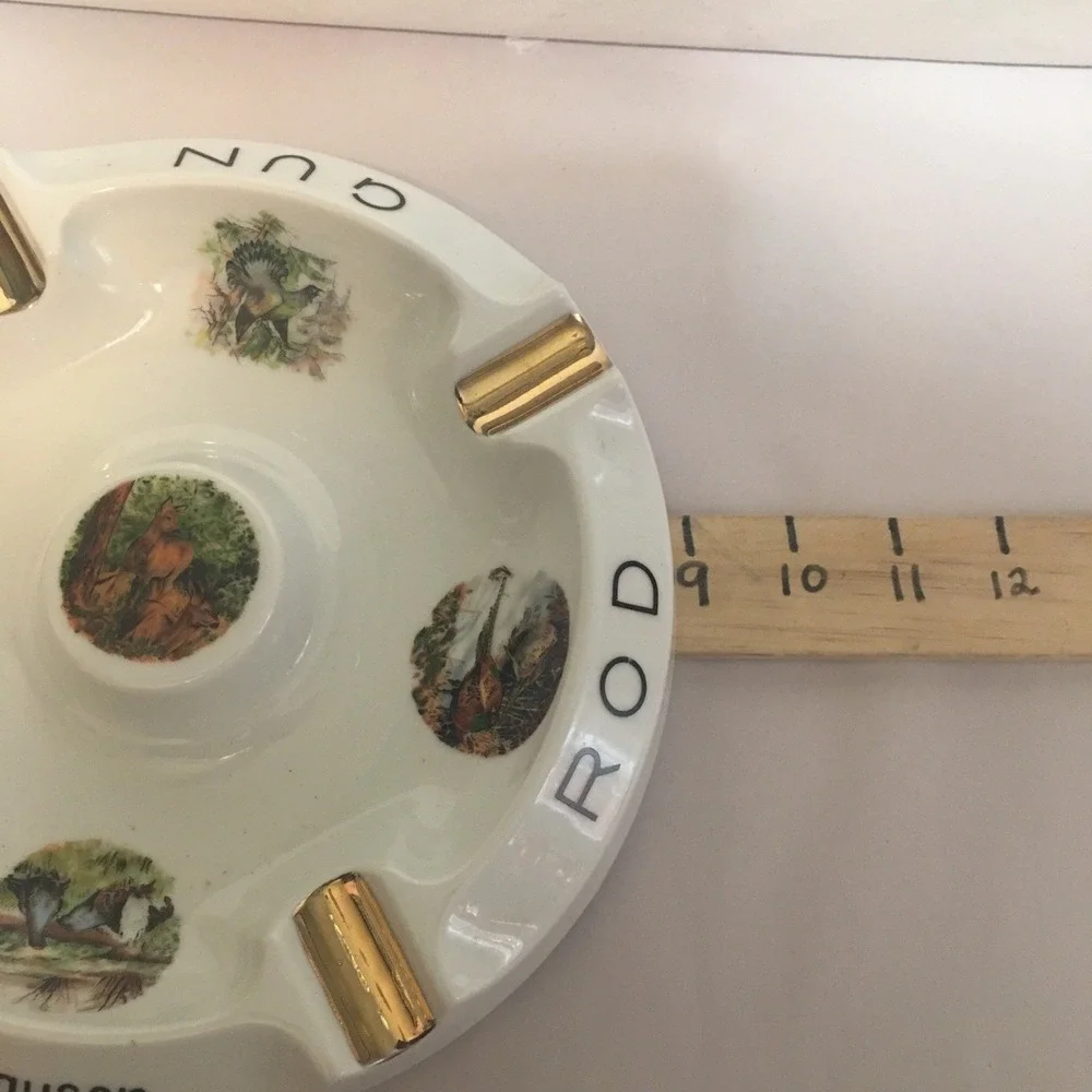 Vintage German Babenhausen Gun & Rod Club Cigar Cig. Ashtray Fishing Hunting  9